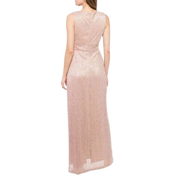 Marina Metallic Knit Sleeveless Surplice V-Neck Long Gown Size 10 NEW - Picture 3 of 5